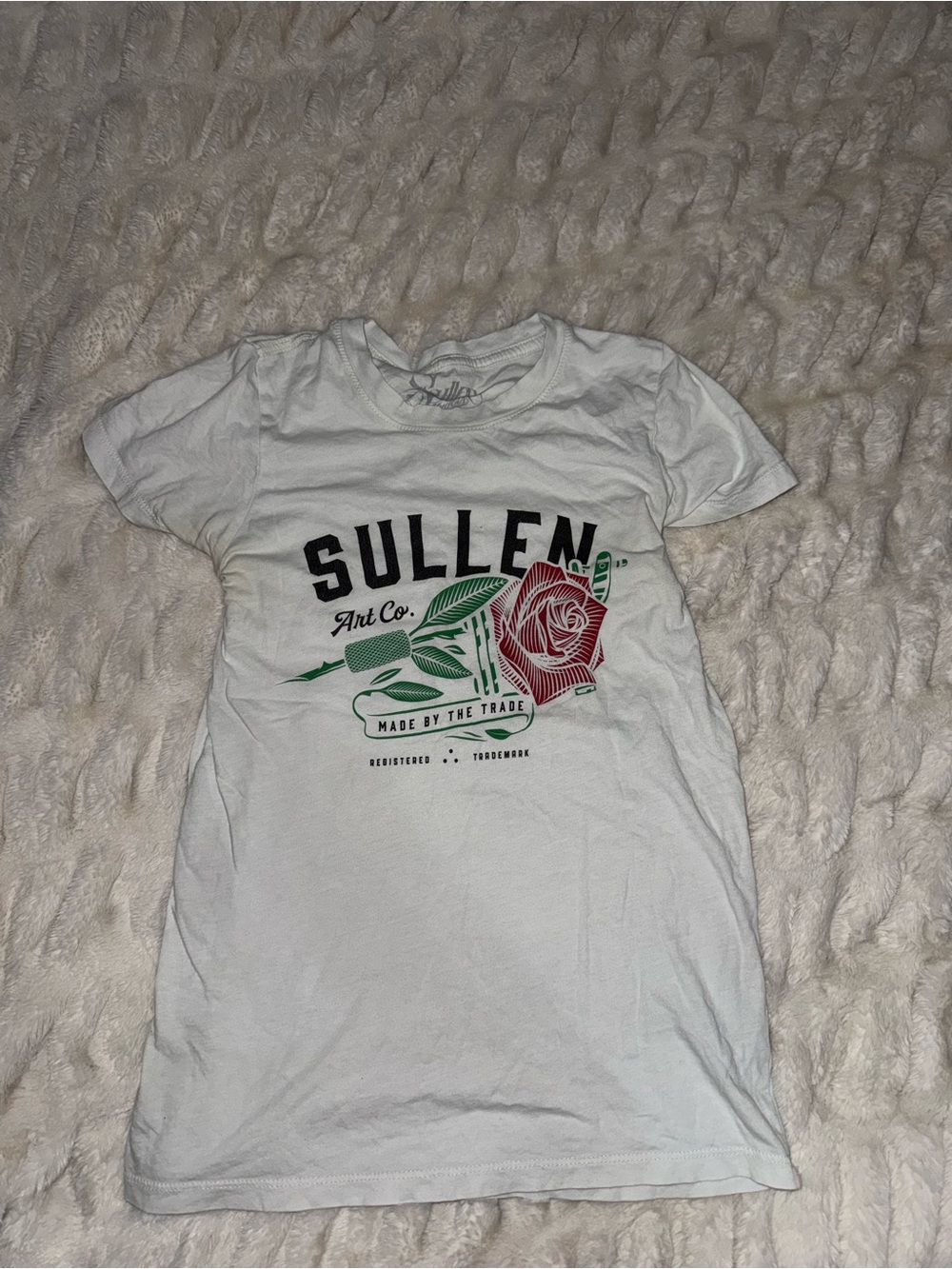 Sullen Art Co. Women’s White Short Sleeve Tee with Rose Graphic
